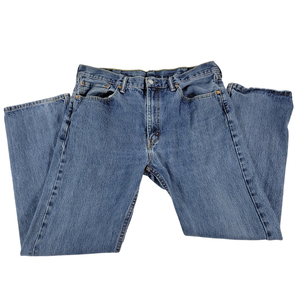 Levi Strauss 505 Mens Jeans 38x32 Blue Straight Leg Cotton Denim Pants